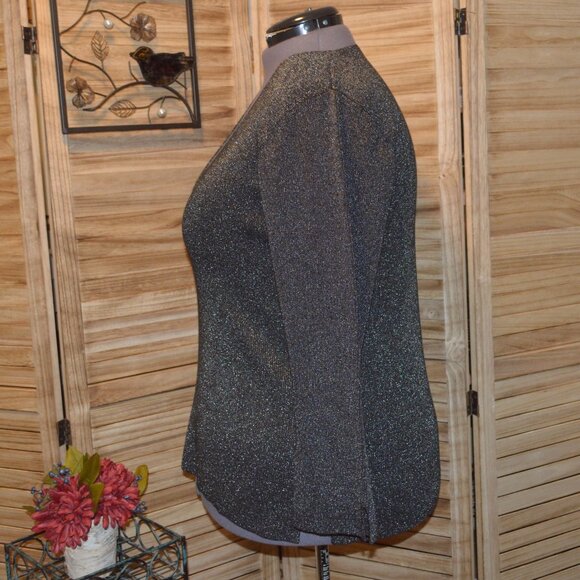 J.Jill L Black Metallic V-neck Holiday Pullover Top - Picture 2 of 7